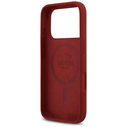 Etui MagSafe dla Apple iPhone 17 Pro, Guess, Script Metal Logo, Różowe