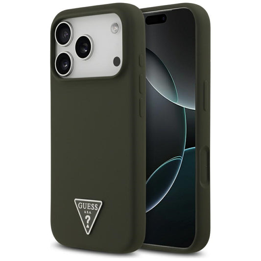 Etui MagSafe dla Apple iPhone 17 Pro, Guess, Triangle Logo, Kaki