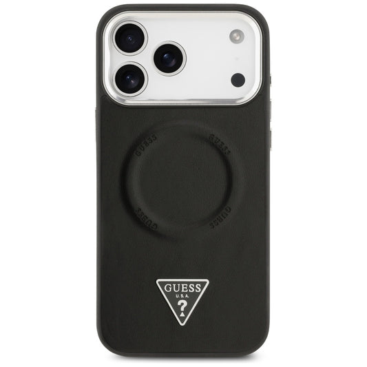 Etui MagSafe dla Apple iPhone 17 Pro, Guess, Triangle Logo, Czarne Srebrne