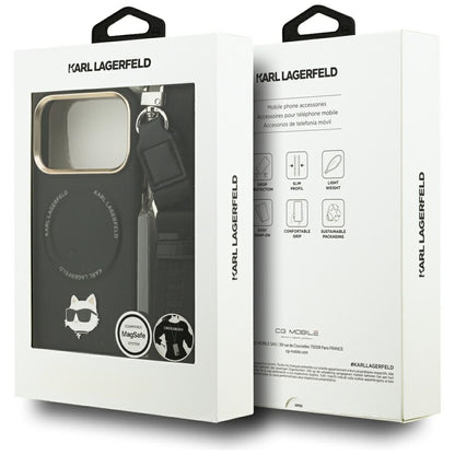Etui MagSafe dla Apple iPhone 17 Pro, Karl Lagerfeld, Big Strap Choupette Metal Logo, Czarne