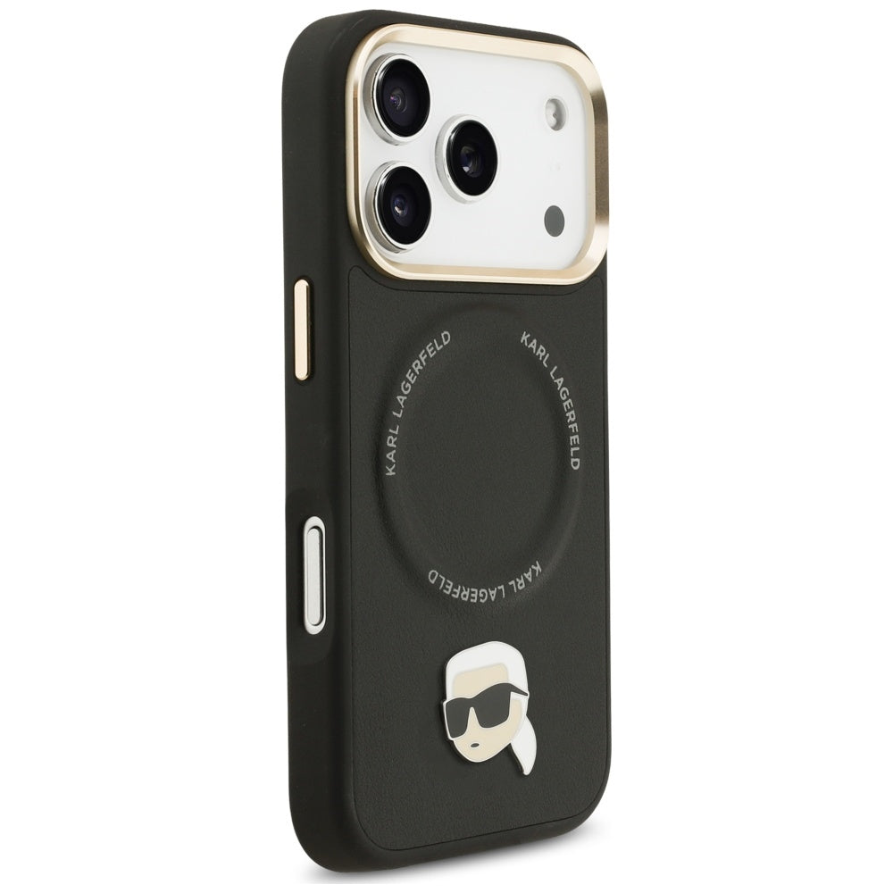 Etui MagSafe dla Apple iPhone 17 Pro, Karl Lagerfeld, Big Strap Karl Metal Logo, Czarne