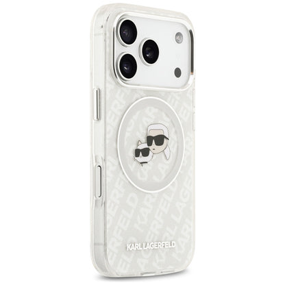 MagSafe Case for Apple iPhone 17 Pro, Karl Lagerfeld, Glitter Karl & Choupette Head, White