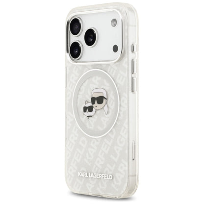 MagSafe Case for Apple iPhone 17 Pro, Karl Lagerfeld, Glitter Karl & Choupette Head, White