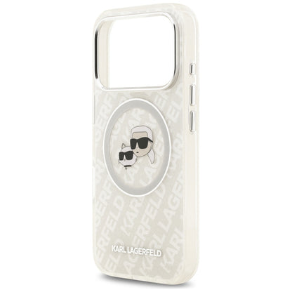 MagSafe Case for Apple iPhone 17 Pro, Karl Lagerfeld, Glitter Karl & Choupette Head, White