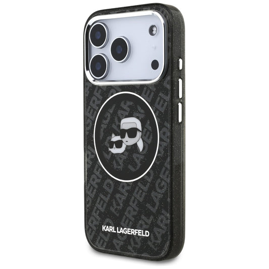 MagSafe Case for Apple iPhone 17 Pro, Karl Lagerfeld, Glitter Karl & Choupette Head, Black