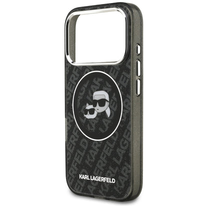 MagSafe Case for Apple iPhone 17 Pro, Karl Lagerfeld, Glitter Karl & Choupette Head, Black