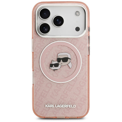Etui MagSafe dla Apple iPhone 17 Pro, Karl Lagerfeld, IML Glitter Karl & Choupette`s Heads, Różowy