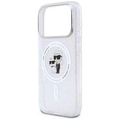 Etui MagSafe dla Apple iPhone 17 Pro, Karl Lagerfeld, IML Glitter Karl & Choupette, Przezroczyste
