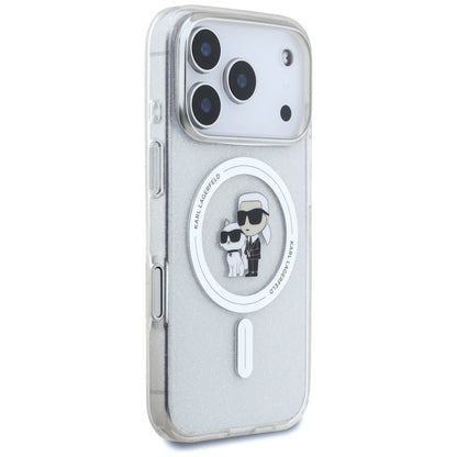 Etui MagSafe dla Apple iPhone 17 Pro, Karl Lagerfeld, IML Glitter Karl & Choupette, Przezroczyste