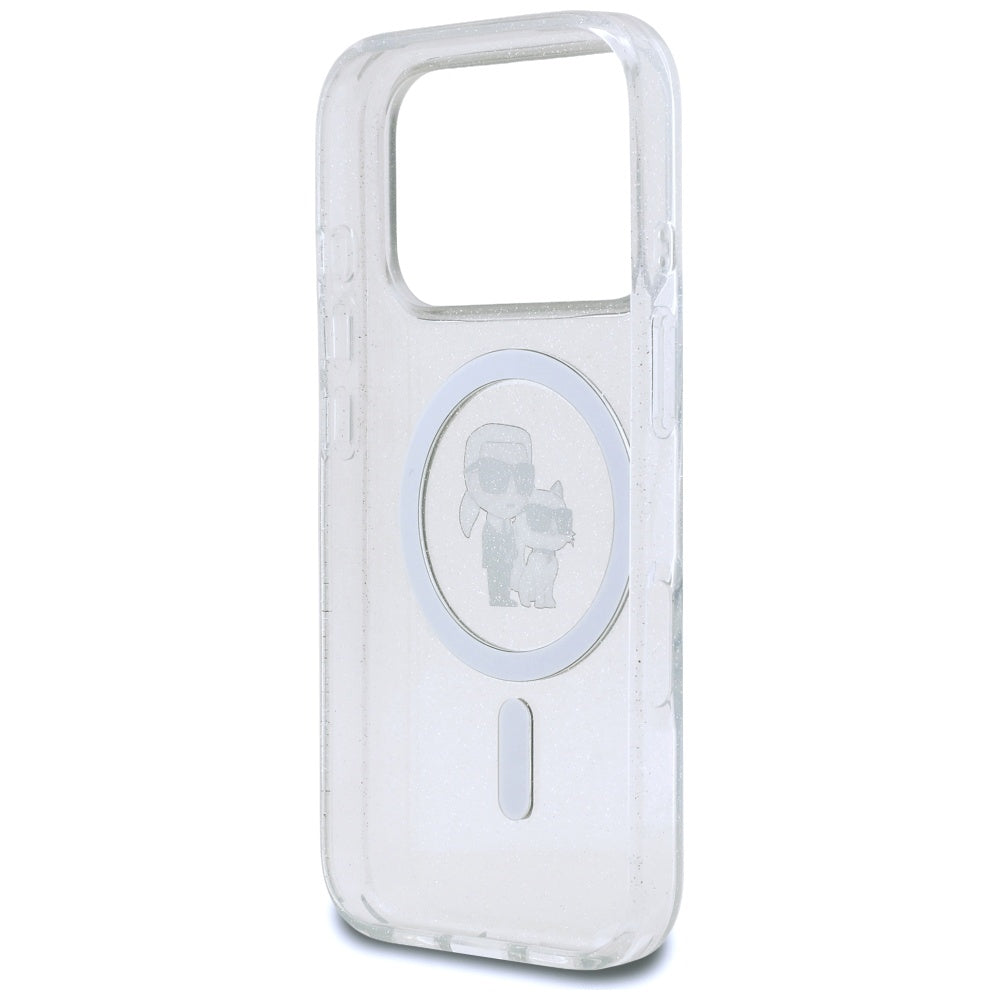 Etui MagSafe dla Apple iPhone 17 Pro, Karl Lagerfeld, IML Glitter Karl & Choupette, Przezroczyste