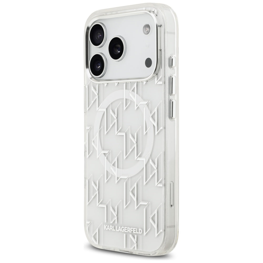 Etui MagSafe dla Apple iPhone 17 Pro, Karl Lagerfeld, IML KL Monogram, Białe
