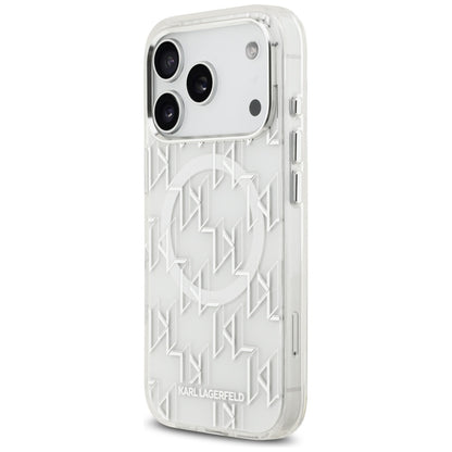 Etui MagSafe dla Apple iPhone 17 Pro, Karl Lagerfeld, IML KL Monogram, Białe
