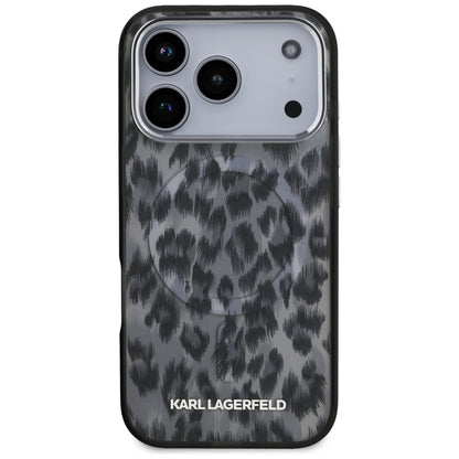 Etui MagSafe dla Apple iPhone 17 Pro, Karl Lagerfeld, Wzór Leopard IML, Czarne