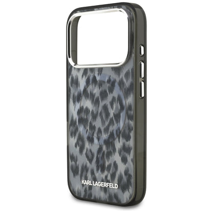 Etui MagSafe dla Apple iPhone 17 Pro, Karl Lagerfeld, Wzór Leopard IML, Czarne