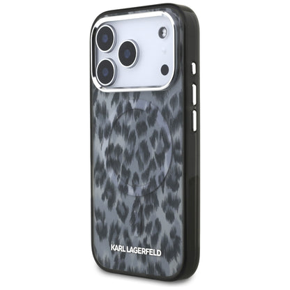 Etui MagSafe dla Apple iPhone 17 Pro, Karl Lagerfeld, Wzór Leopard IML, Czarne