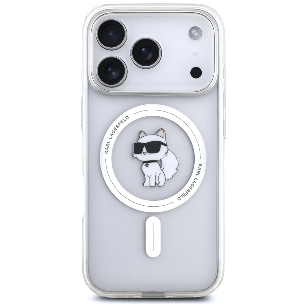 Etui MagSafe dla Apple iPhone 17 Pro, Karl Lagerfeld, Logo IML Choupette, Przezroczyste