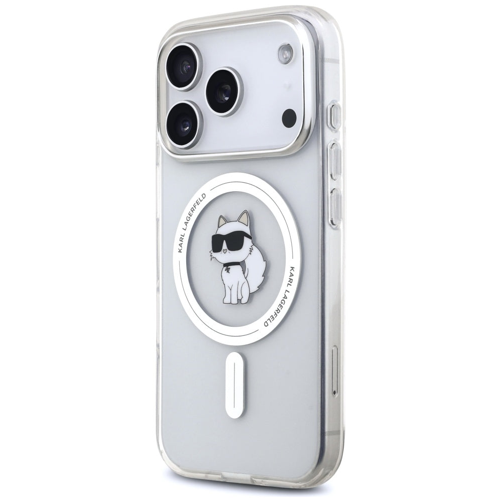 Etui MagSafe dla Apple iPhone 17 Pro, Karl Lagerfeld, Logo IML Choupette, Przezroczyste