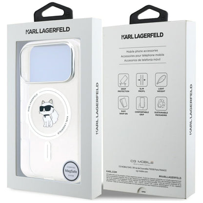 Etui MagSafe dla Apple iPhone 17 Pro, Karl Lagerfeld, Logo IML Choupette, Przezroczyste