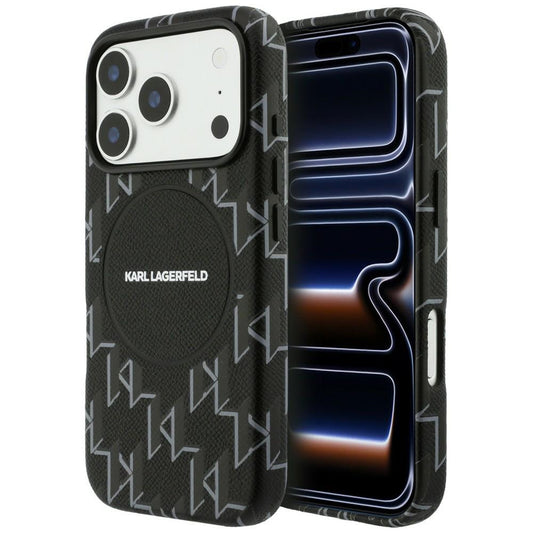 Etui MagSafe dla Apple iPhone 17 Pro, Karl Lagerfeld, logo KL Monogram, Czarne