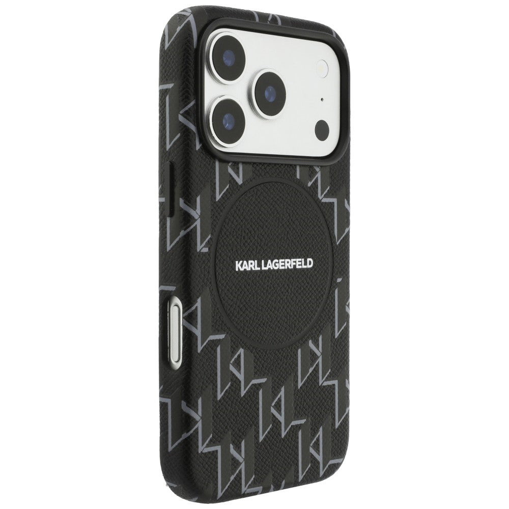Etui MagSafe dla Apple iPhone 17 Pro, Karl Lagerfeld, logo KL Monogram, Czarne
