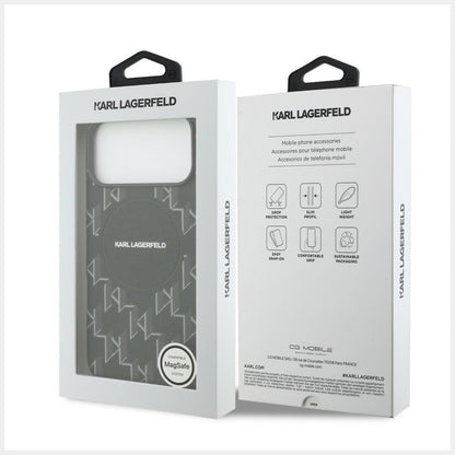 Etui MagSafe dla Apple iPhone 17 Pro, Karl Lagerfeld, logo KL Monogram, Czarne