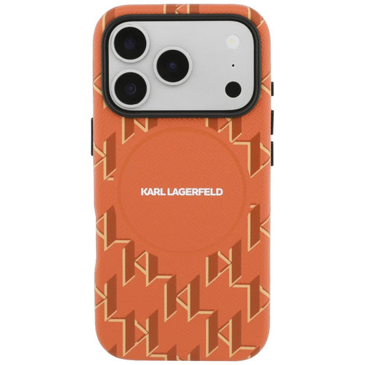 Etui MagSafe dla Apple iPhone 17 Pro, Karl Lagerfeld, Logo KL Monogram, Pomarańczowe