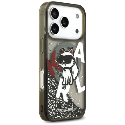 Etui MagSafe dla Apple iPhone 17 Pro, Karl Lagerfeld, Liquid Glitter Choupette Logo, Czarne