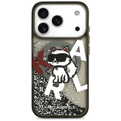 Etui MagSafe dla Apple iPhone 17 Pro, Karl Lagerfeld, Liquid Glitter Choupette Logo, Czarne