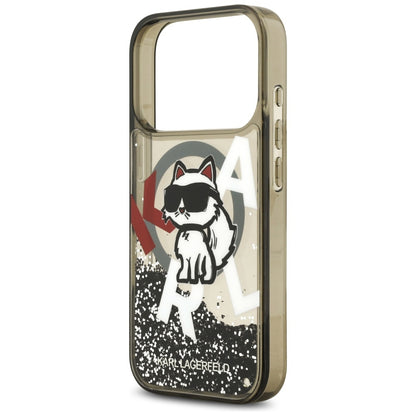 Etui MagSafe dla Apple iPhone 17 Pro, Karl Lagerfeld, Liquid Glitter Choupette Logo, Czarne