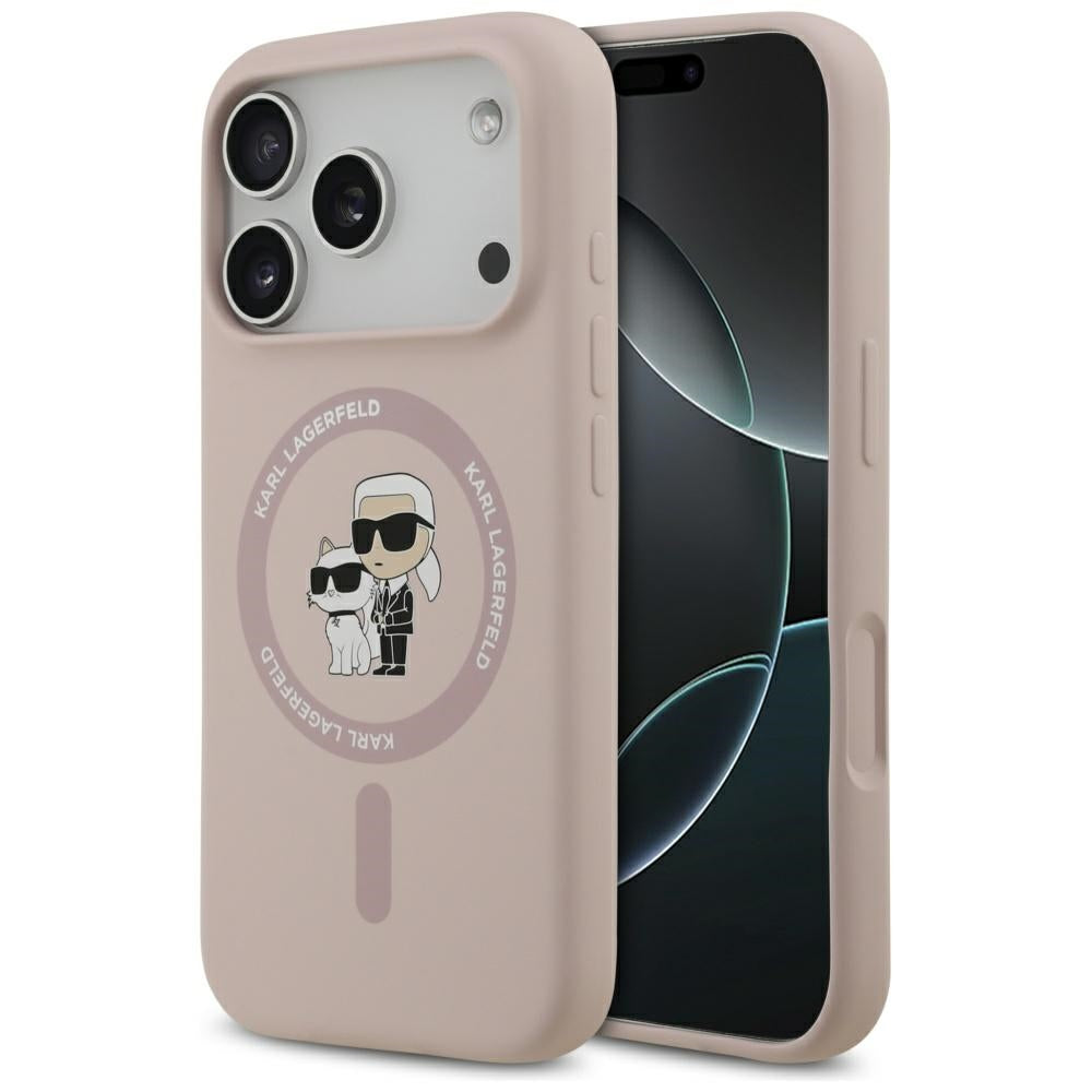 Etui MagSafe dla Apple iPhone 17 Pro, Karl Lagerfeld, Ring Karl & Choupette, Różowy