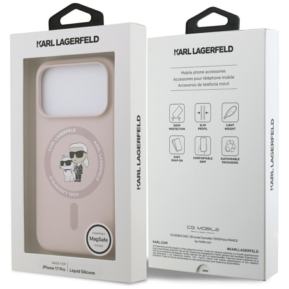 Etui MagSafe dla Apple iPhone 17 Pro, Karl Lagerfeld, Ring Karl & Choupette, Różowy