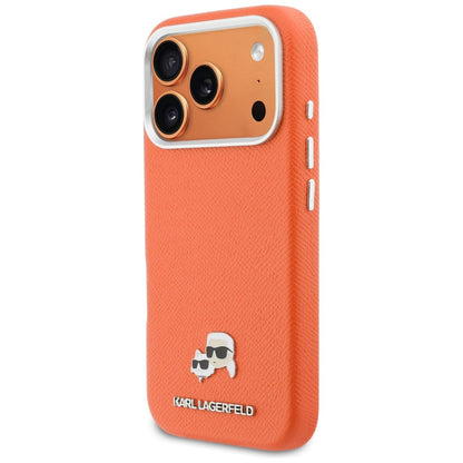 MagSafe Case for Apple iPhone 17 Pro, Karl Lagerfeld, Saffiano Karl & Choupette Pins, Orange