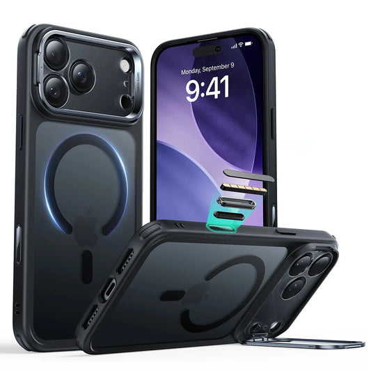 Etui MagSafe dla Apple iPhone 17 Pro Max, ESR, Classic Hybrid Kickstand, Czarne Satynowe