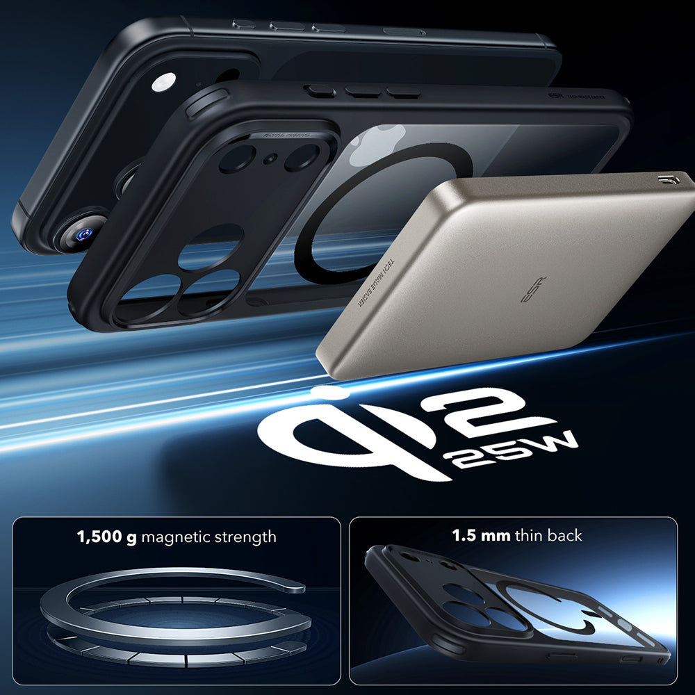 Etui MagSafe dla Apple iPhone 17 Pro Max, ESR, Classic Hybrid, Czarne Przezroczyste
