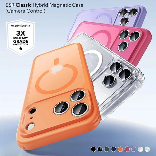 Etui MagSafe dla Apple iPhone 17 Pro Max, ESR, Classic Hybrid Shimmer, Przezroczyste