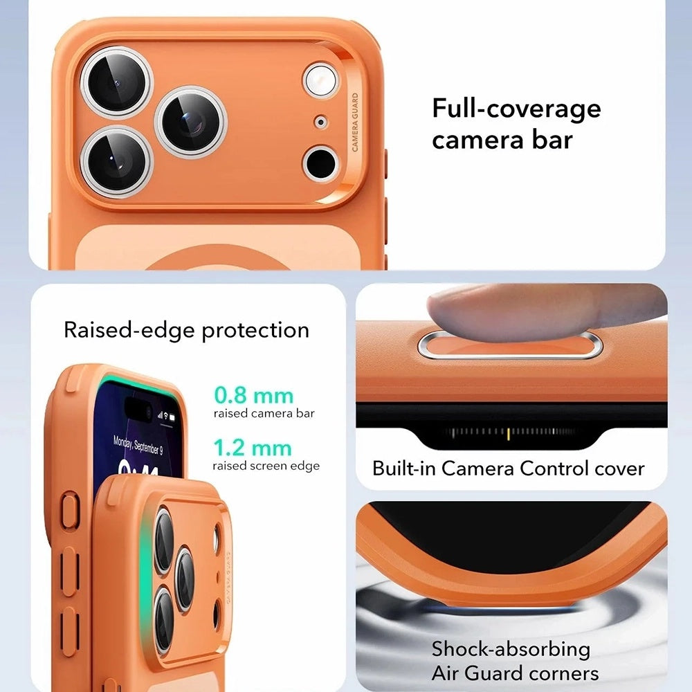 Etui MagSafe dla Apple iPhone 17 Pro Max, ESR, Classic Hybrid Slide, Satynowy Pomarańczowy