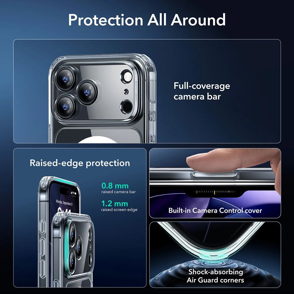 MagSafe Case for Apple iPhone 17 Pro Max, ESR, Classic Hybrid with Screen Protector, Transparent
