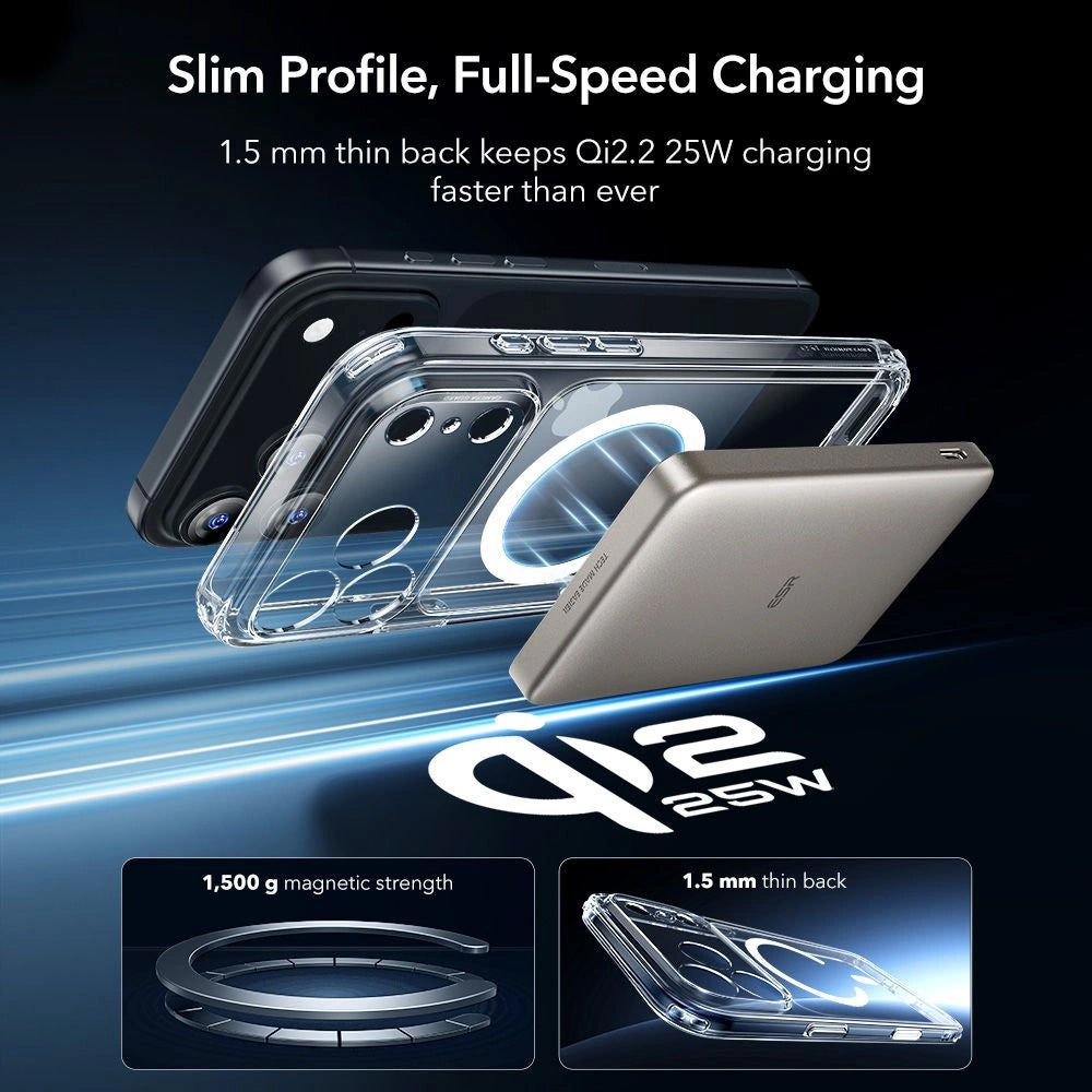 MagSafe Case for Apple iPhone 17 Pro Max, ESR, Classic Hybrid with Screen Protector, Transparent