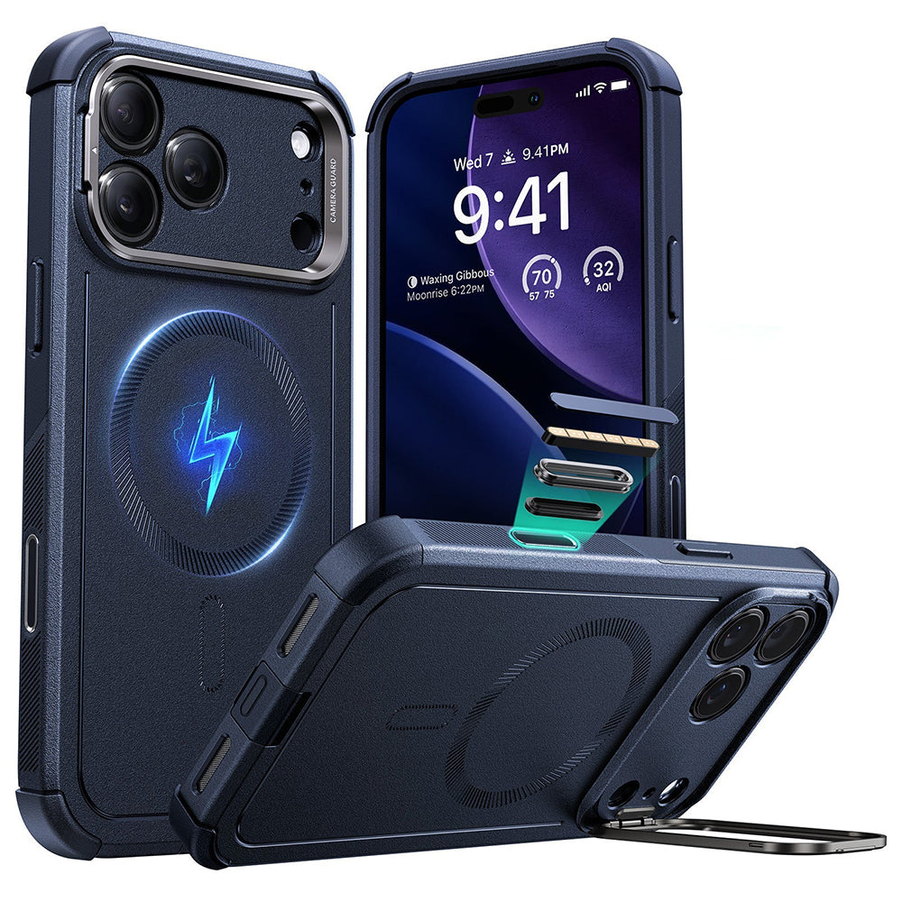 Etui MagSafe dla Apple iPhone 17 Pro Max, ESR, Cyber Armor Kickstand, Niebieskie