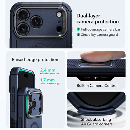 Etui MagSafe dla Apple iPhone 17 Pro Max, ESR, Cyber Armor Kickstand, Niebieskie