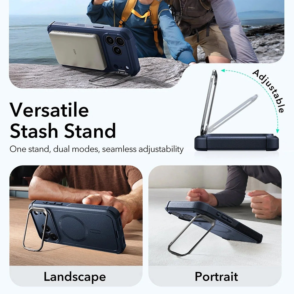 Etui MagSafe dla Apple iPhone 17 Pro Max, ESR, Cyber Armor Kickstand, Niebieskie