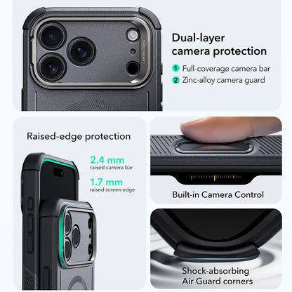 Etui MagSafe dla Apple iPhone 17 Pro Max, ESR, Cyber Armor Kickstand, Szare