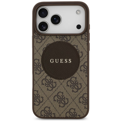 Etui MagSafe dla Apple iPhone 17 Pro Max, Guess, 4G Circle Classic Logo, Brązowy