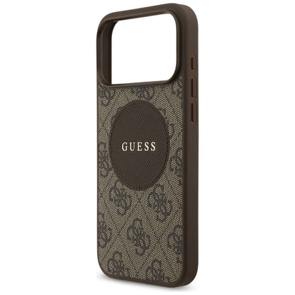 Etui MagSafe dla Apple iPhone 17 Pro Max, Guess, 4G Circle Classic Logo, Brązowy