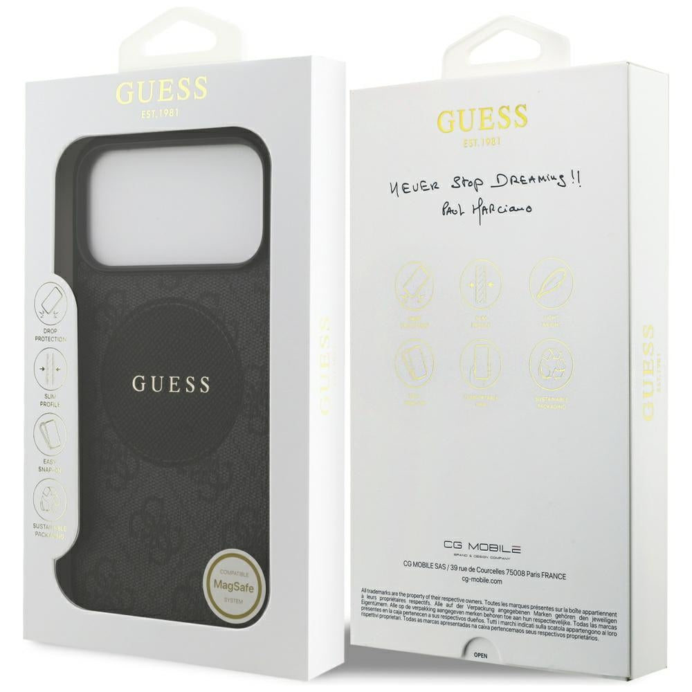 Etui MagSafe dla Apple iPhone 17 Pro Max, Guess, 4G Circle Classic Logo, Czarne