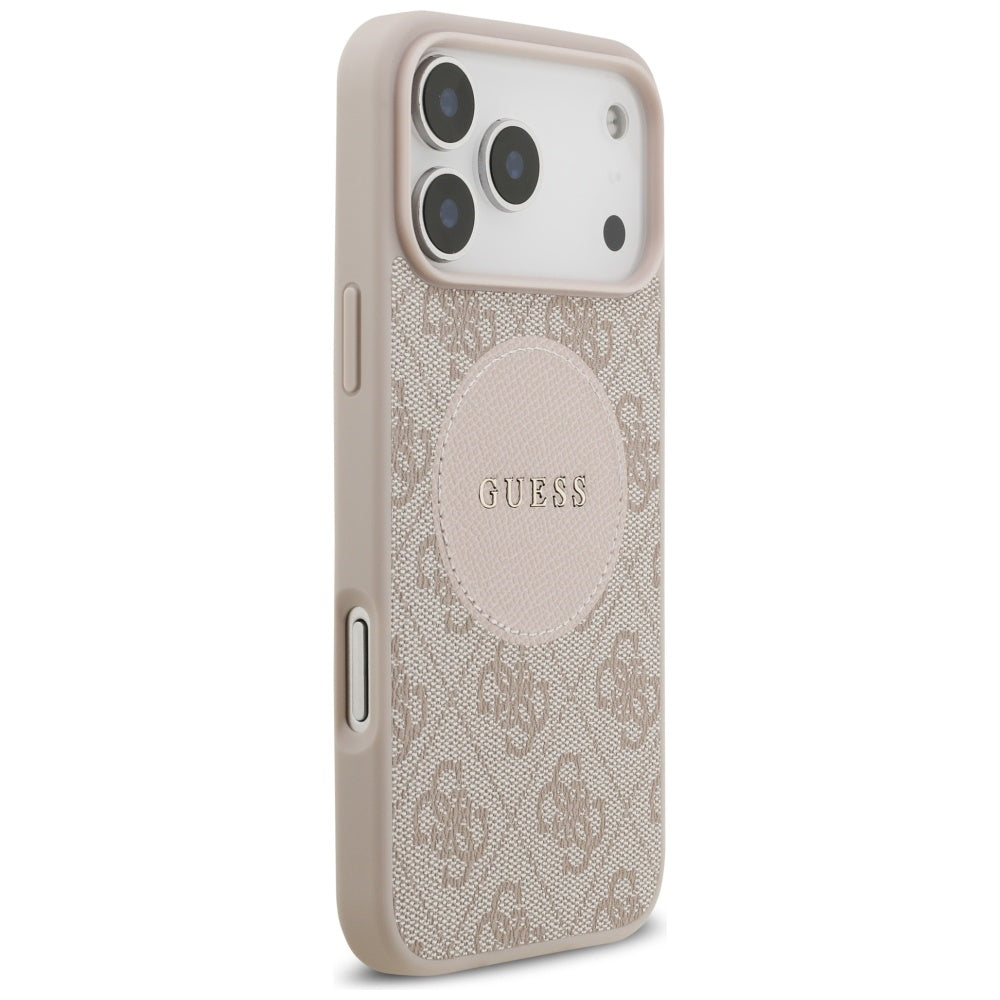 Etui MagSafe dla Apple iPhone 17 Pro Max, Guess, 4G Circle Classic Logo, Różowy