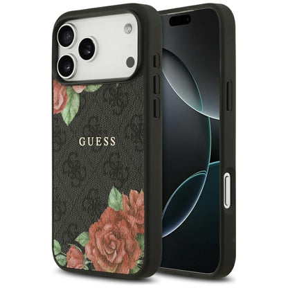 Etui MagSafe dla Apple iPhone 17 Pro Max, Guess, 4G Flowers Print, Czarne