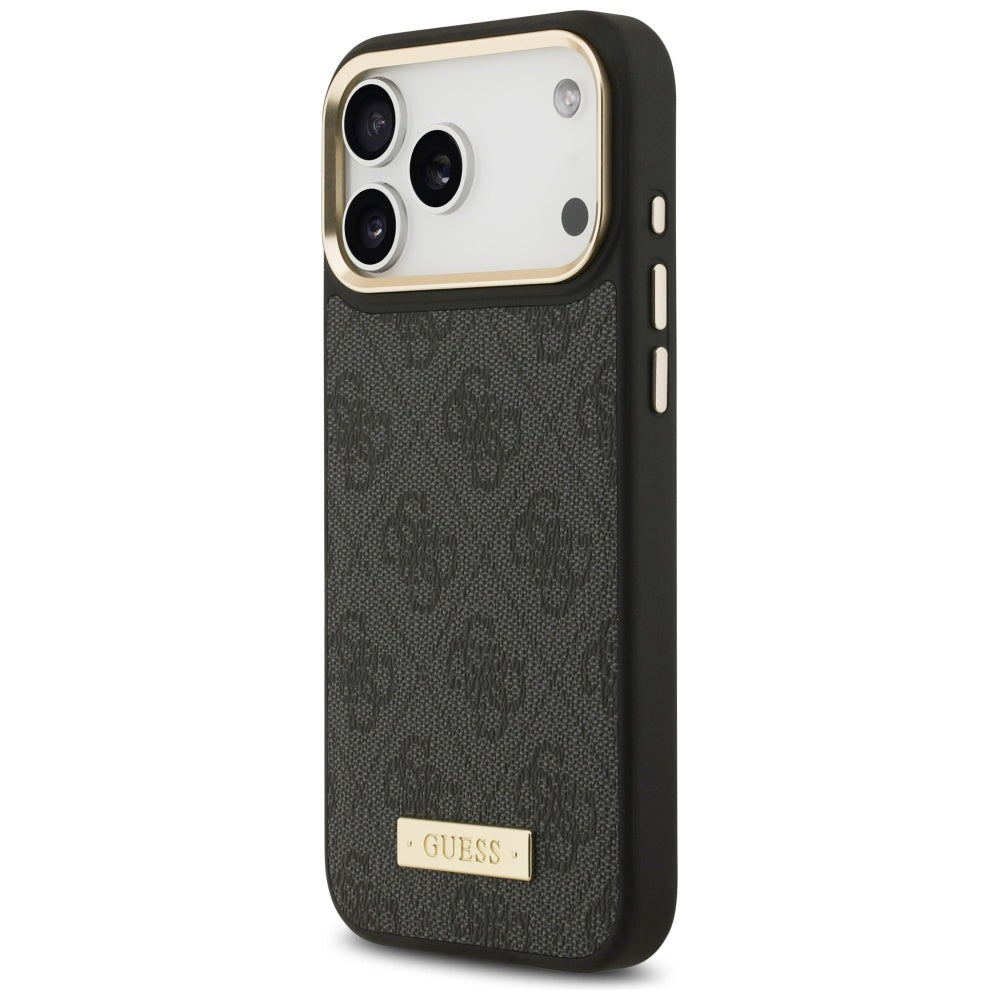 Etui MagSafe dla Apple iPhone 17 Pro Max, Guess, 4G Logo Plate, Czarne