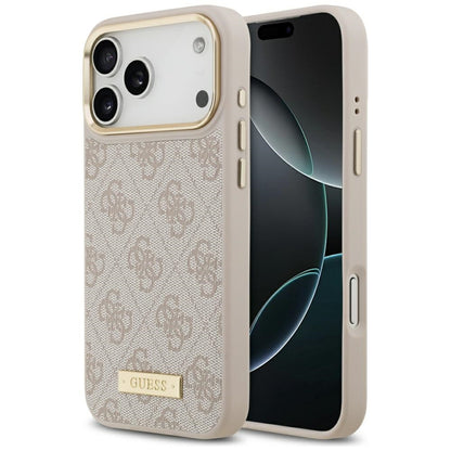 Etui MagSafe dla Apple iPhone 17 Pro Max, Guess, 4G Logo Plate, Różowy