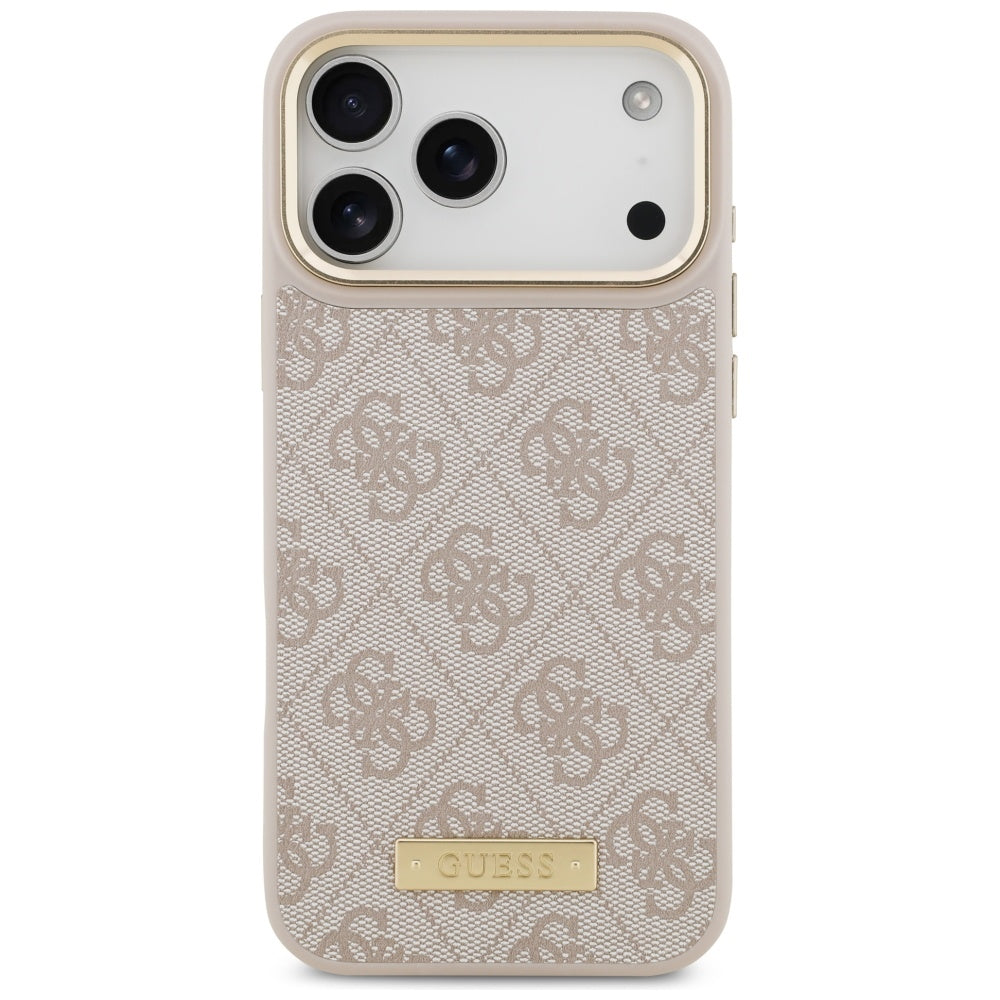 Etui MagSafe dla Apple iPhone 17 Pro Max, Guess, 4G Logo Plate, Różowy